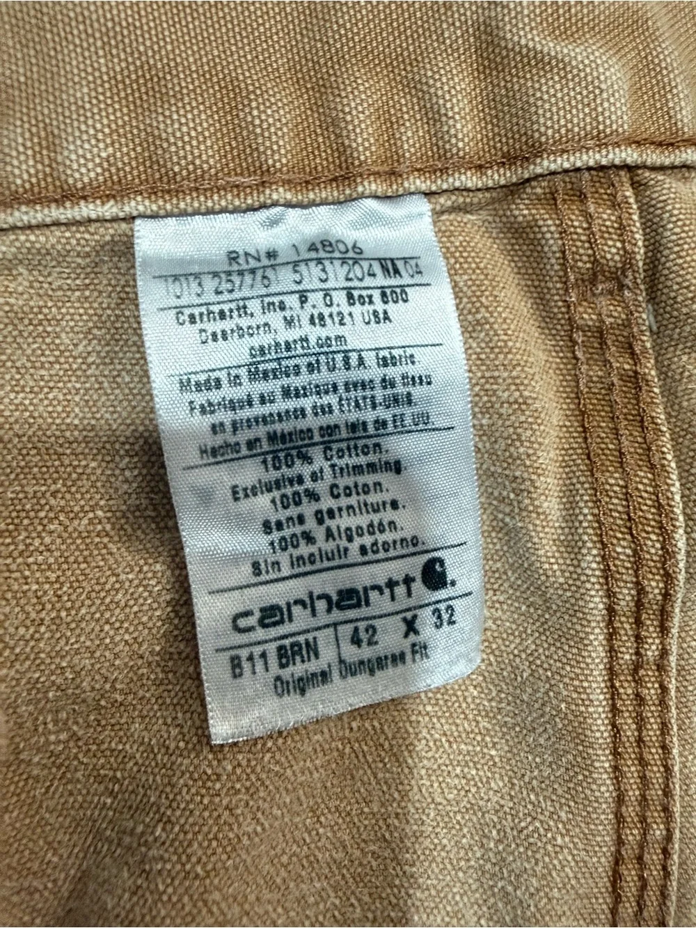 Vintage Carhartt B11 BRN Distressed Workwear Carpenter Pants 42x31